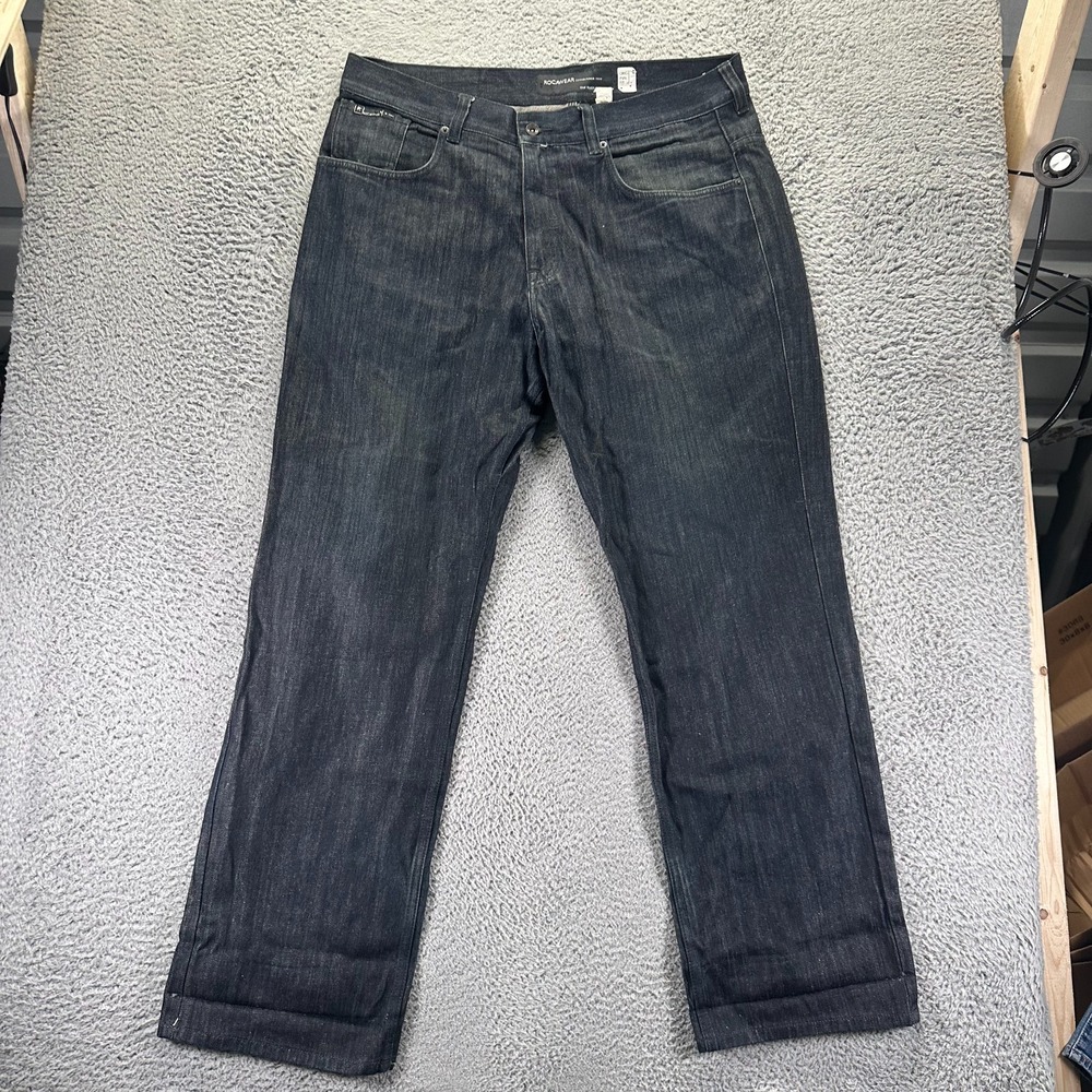 Vintage Rocawear Jeans Mens 40x34 Blue Cotton Denim Straight Leg Baggy Workwear